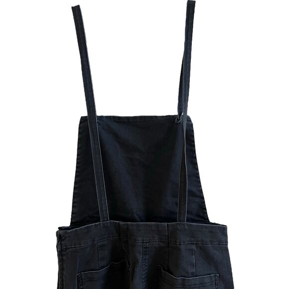 Loup Knot Black Washed Twill Cropped Overalls Adjustable Strap Jumpsuit Small - Picture 9 of 13